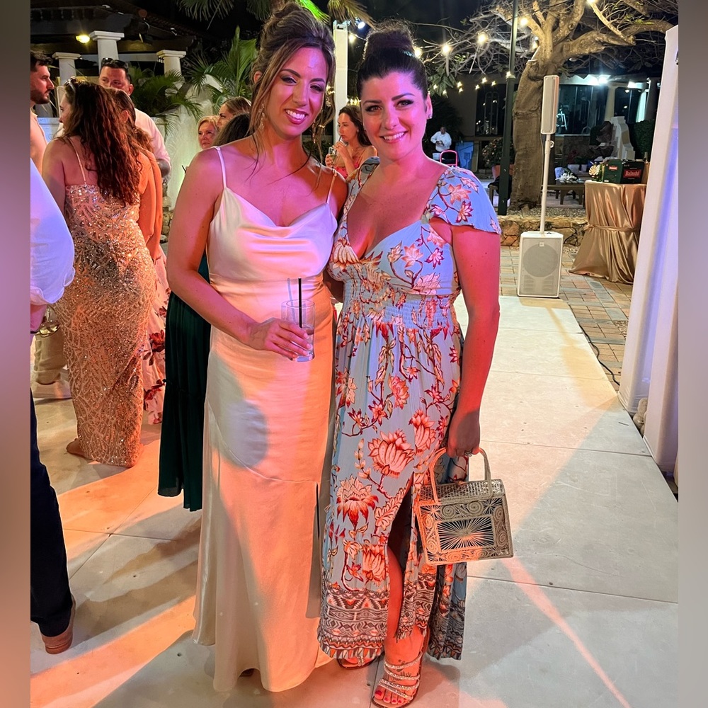 Champagne Satin Cowl Neck Maxi Dress